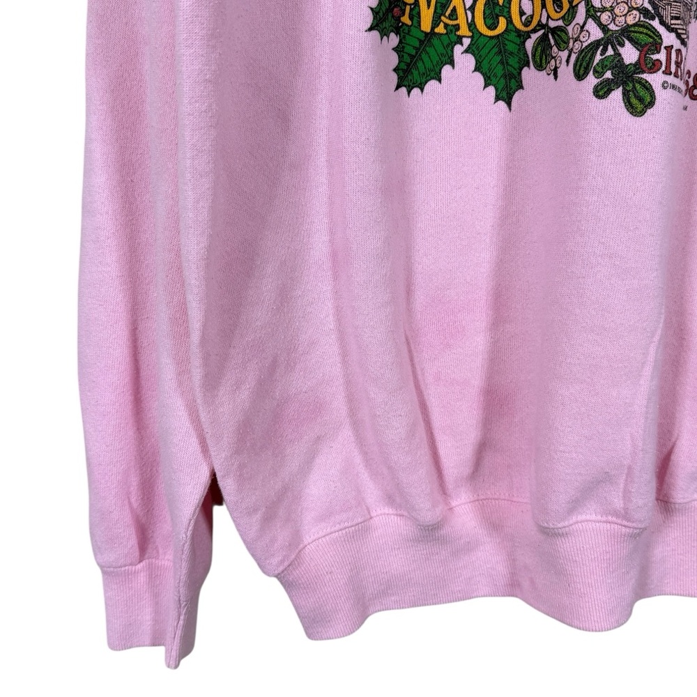 Hanes Women's Pink The Oldest Christmas in Texas Nacodoches 1886 Sweater Sz L - Picture 3 of 8